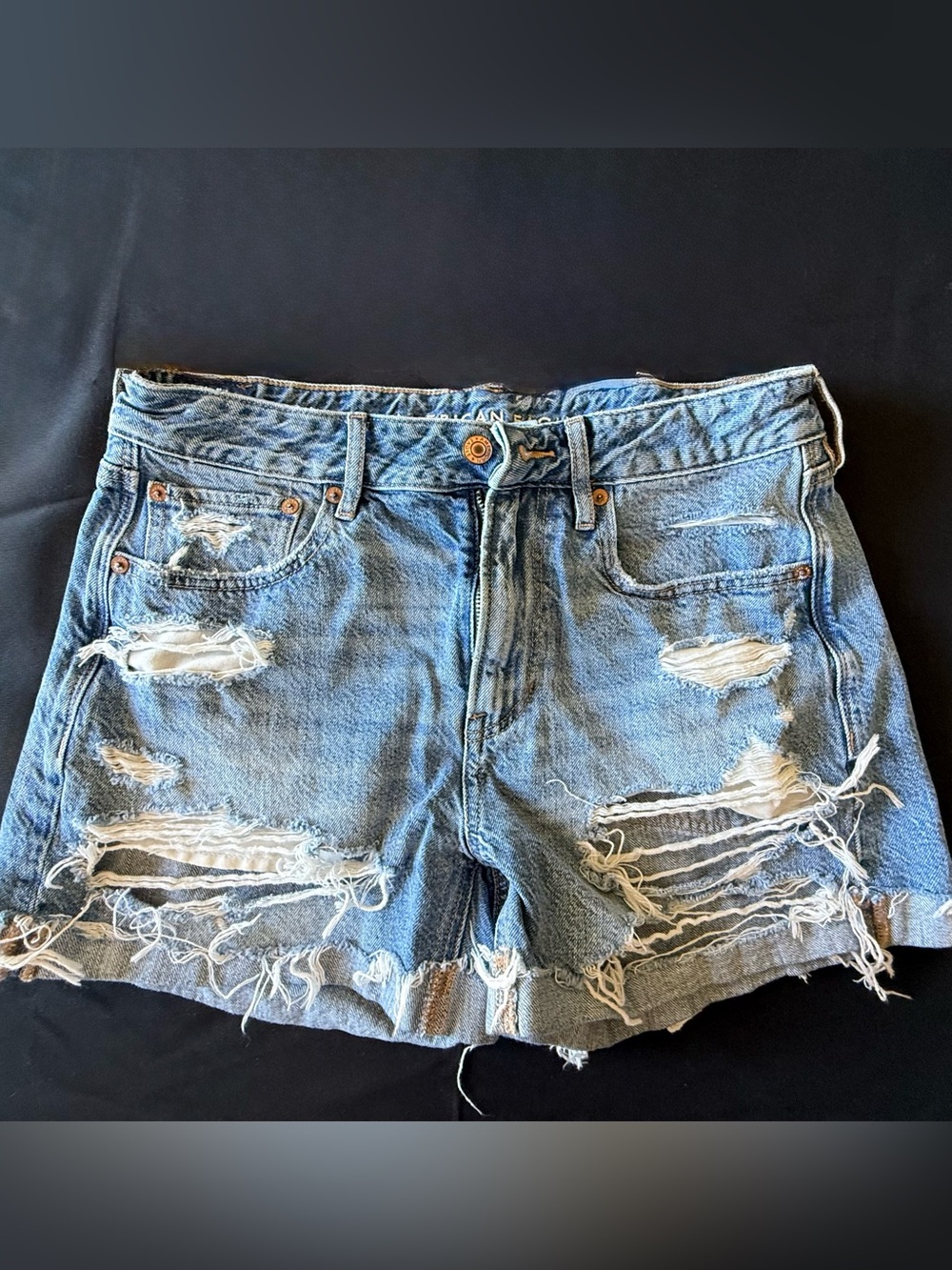 American Eagle Outfitters Light Blue Distressed Denim Shorts